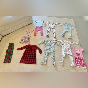 Lot of girls 2T pajamas bundle - 13 pieces